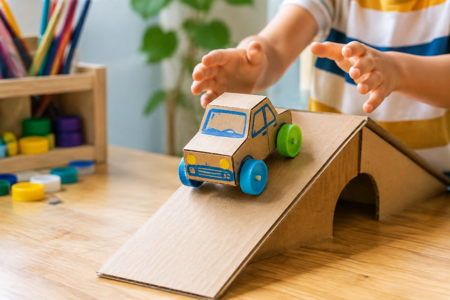Vehículo casero construido por un niño